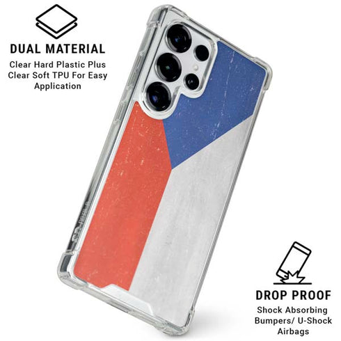 Czech Republic Flag Distressed Galaxy S25 Ultra Clear Case